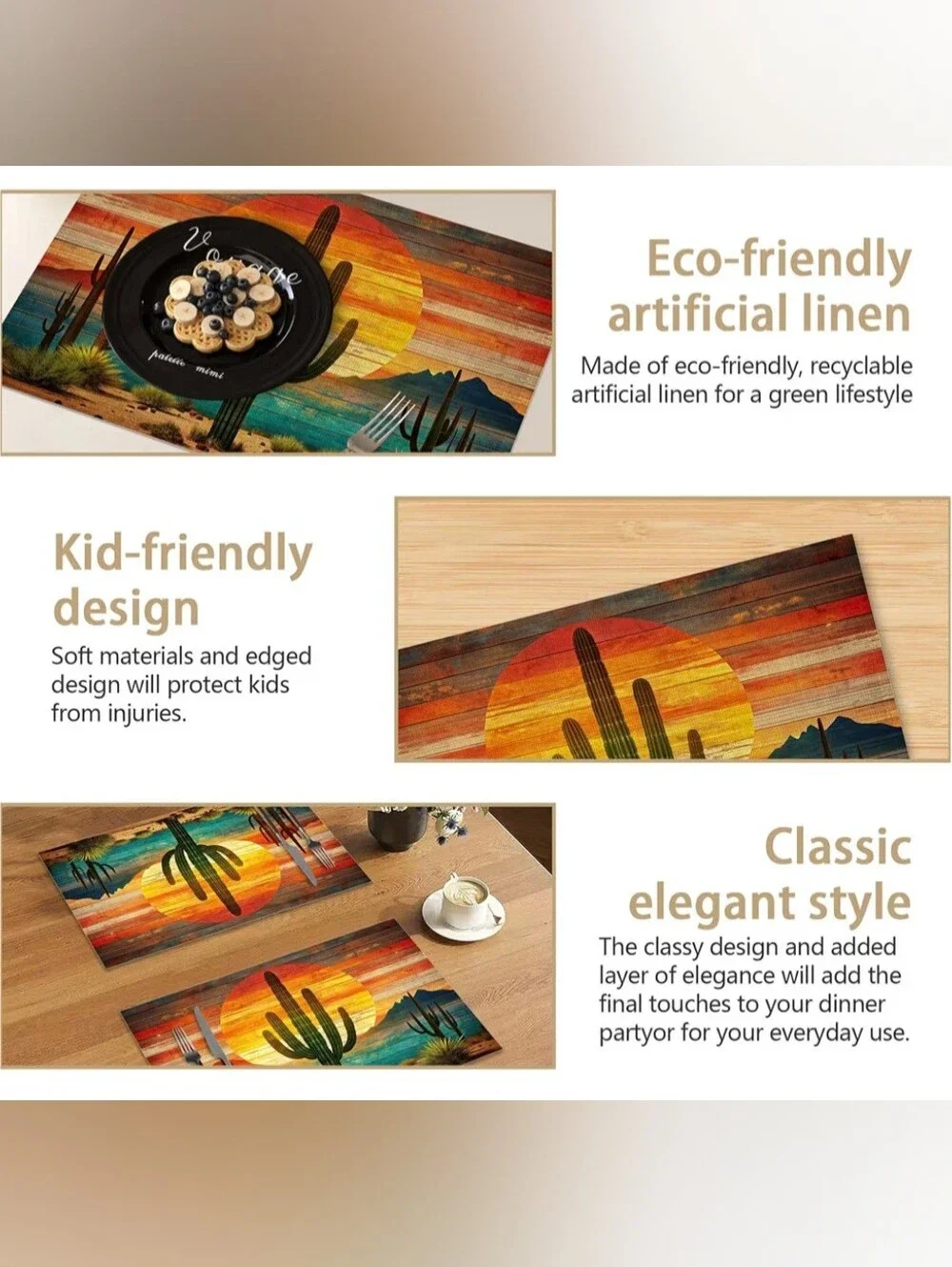 Cactus Desert Sunset 2pc Placemats